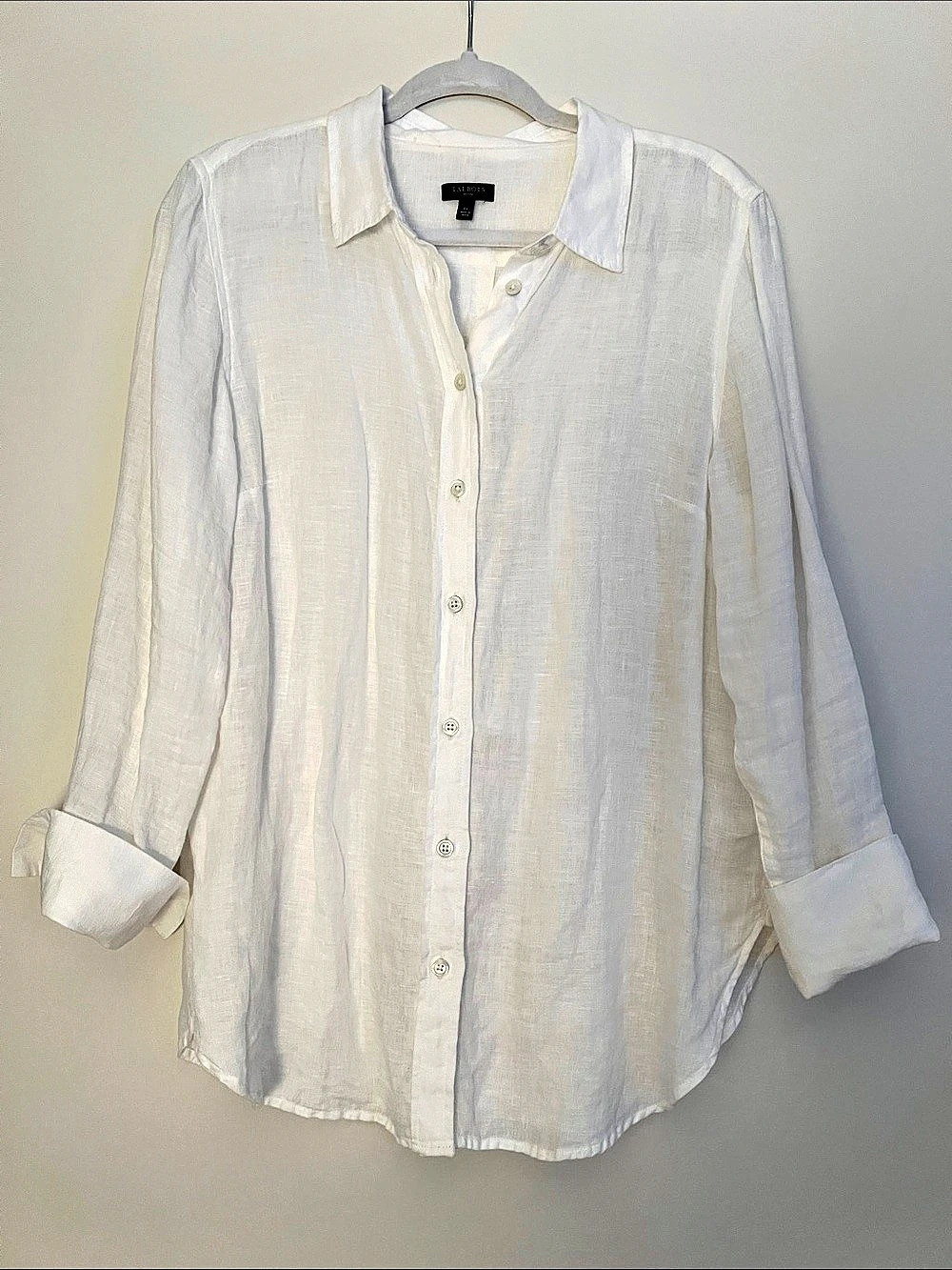 Talbots Everyday Relaxed Linen Shirt White Large